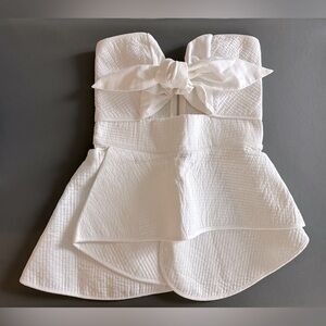 Chelsea Peplum Cutout Strapless Top